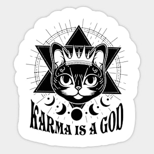 Karma Is A God Black Cat Design Sticker